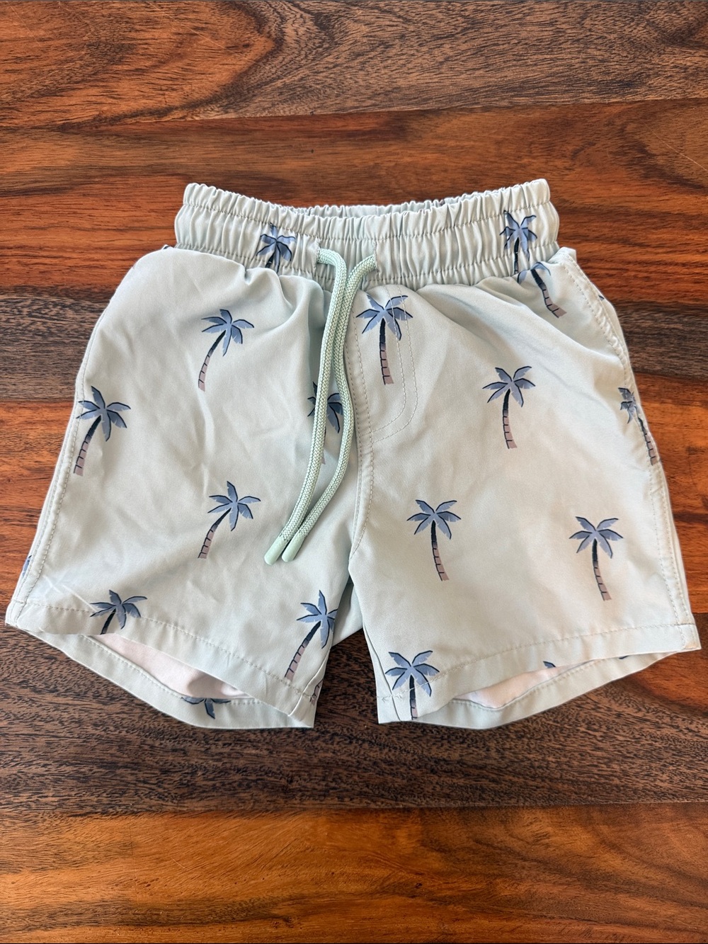 Miles the label- Light Blue Palm-Print Swim Shorts